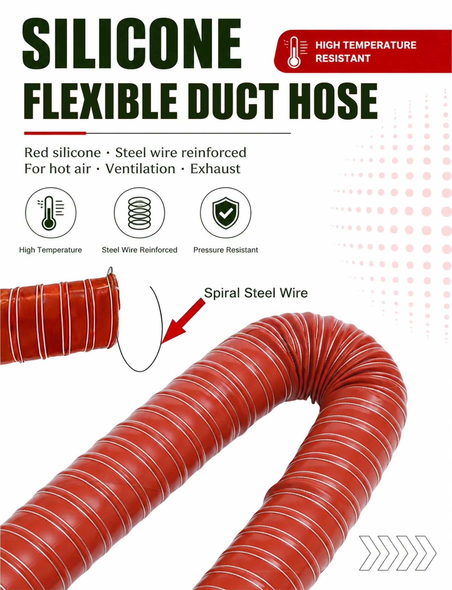 Tubo flessibile in silicone | 100-400cm for Aspirazione Fumi: Scarico Aria Calda(7cm/2.76in,400cm)