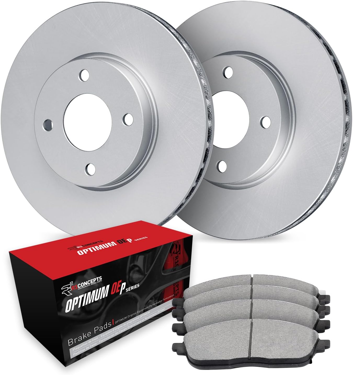 R1 Concepts Front Brakes and Rotors| Blank Brake Rotors| Front Optimum OEp Brake Pads and Rotors Kit| Brake Kit| Automotive Replacement Brake Kits