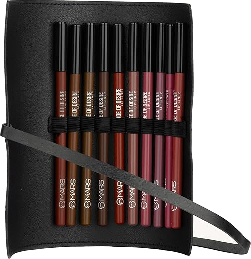 MARS Matte Lip Liner with Holder Set of 10 | One Swipe Smooth Application | Long Lasting & Travel Friendly Lip Pencil | Multicolor | Set-B (1.4g x 10)