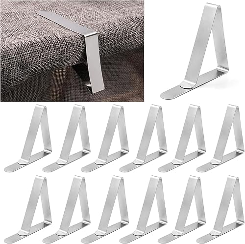 Miniatura 9 de T-Antrix Clips para mantel de acero inoxidable, paquete de 12, grandes, para mesas de 1.8 a 3 pulgadas de grosor, perfectos para el hogar y la