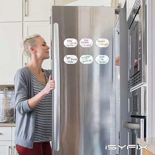 Miniatura 6 de iSYFIX Notas magnéticas de pizarra blanca de borrado en seco, 5.5 x 3.5 pulgadas, paquete de 6, elipse, pizarra blanca decorativa para cocina,