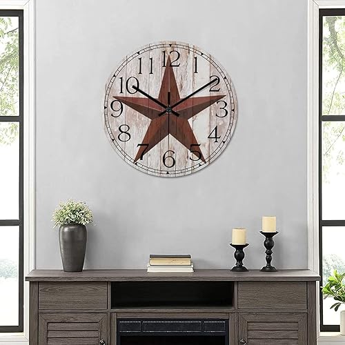 Miniatura 6 de Reloj de pared rústico de estilo vintage, estilo vintage, estilo vintage, con pilas, funciona con pilas, para sala de estar, baño, escuela, hogar