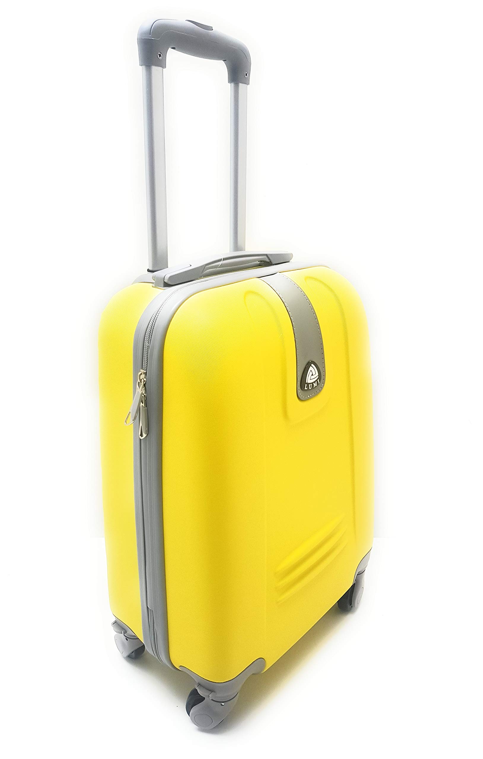 TROLLEY LUMI-ORMI IDONEO RYANAIR Cm.55x40x20 ABS RIGIDO 4 RUOTE Cm.52x37x19 Bagaglio a mano (Giallo)