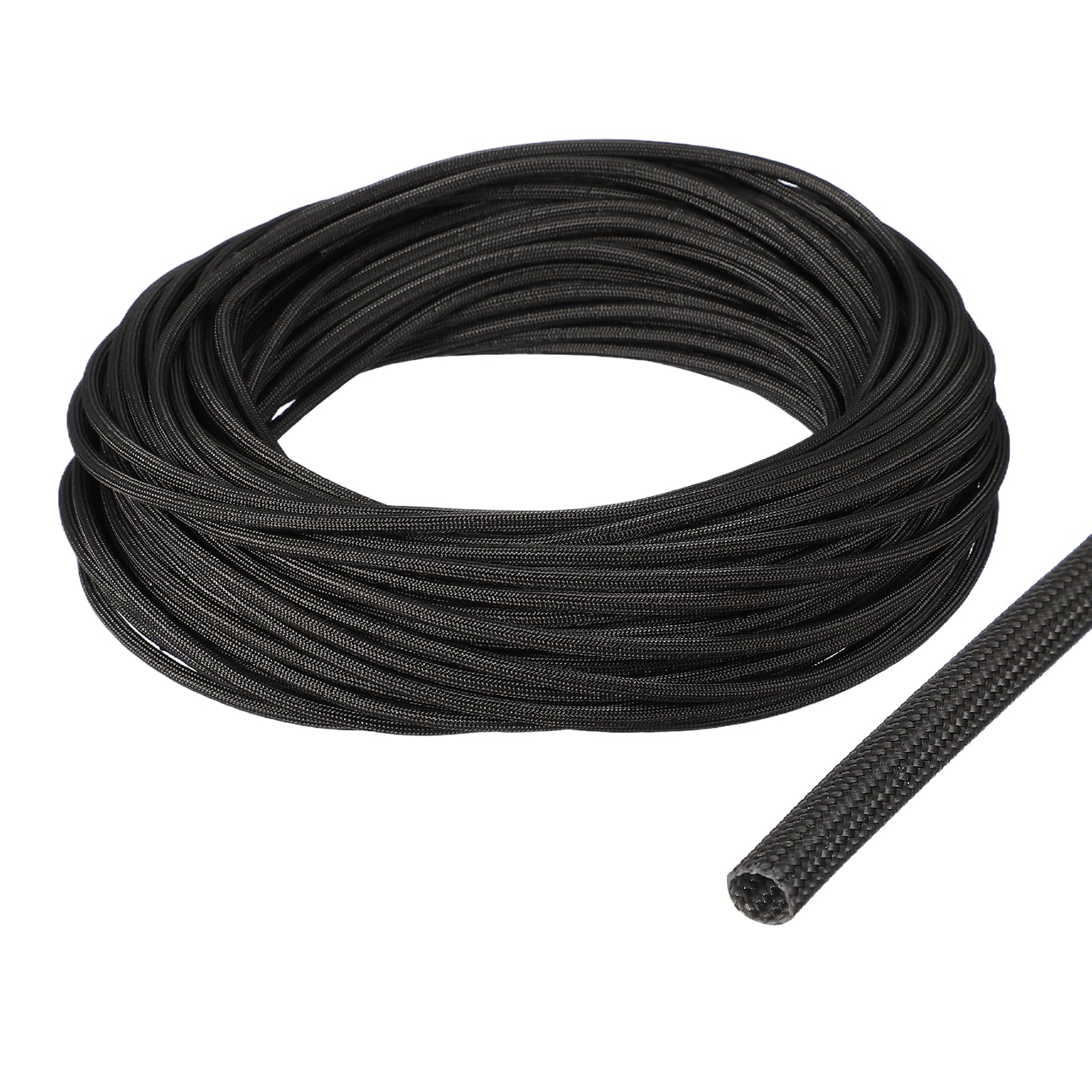 sourcing map Insulation Cable Protector,3mm/0.12 Inch-30m/98 Feet High TEMP Fiberglass Sleeve Black