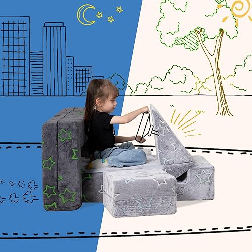 Miniatura 4 de Sofá infantil que brilla en la oscuridad, juego de espuma para escalar, muebles imaginativos para niños creativos, sofá convertible para niños,