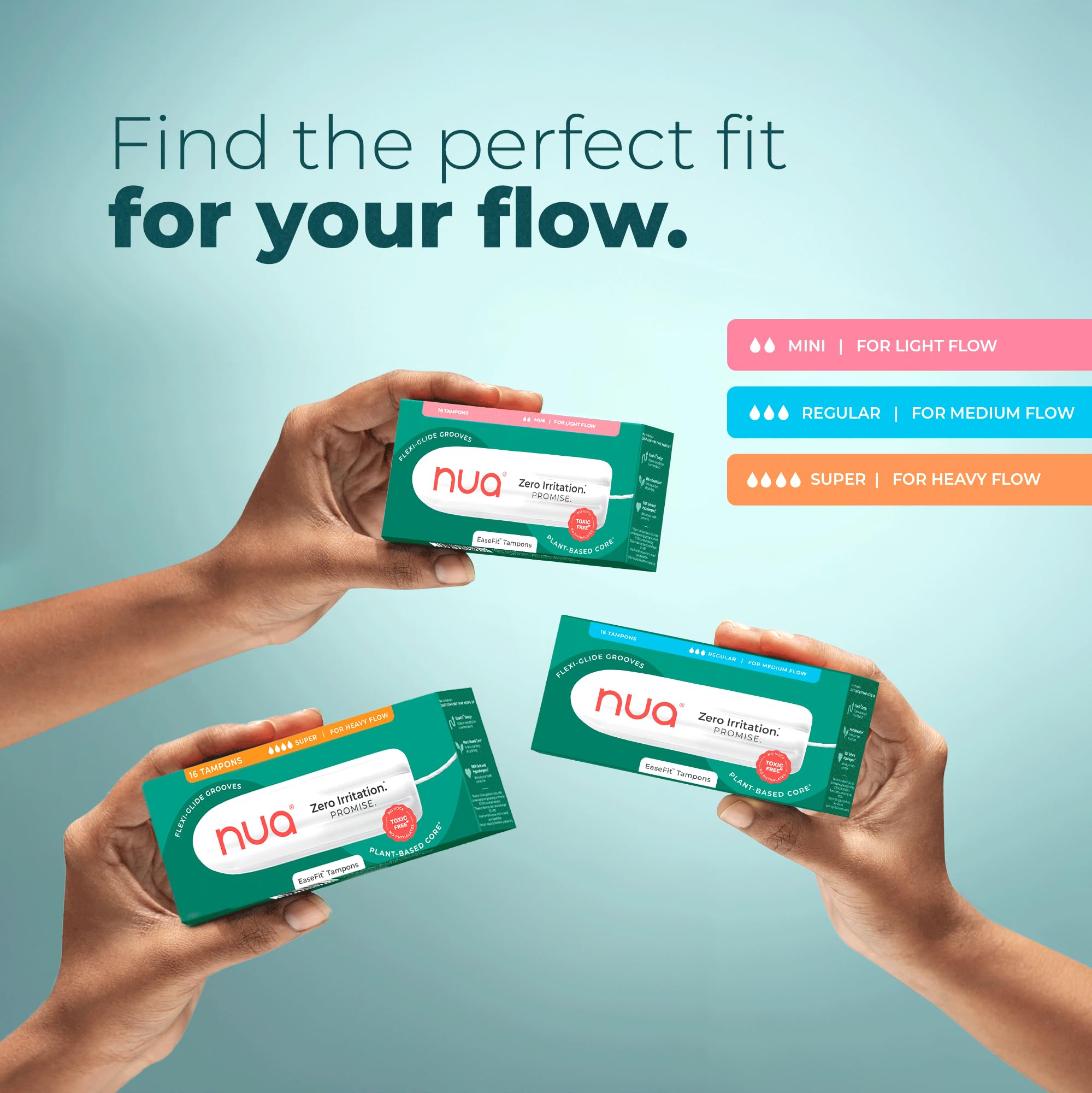 Nua EaseFit Tampons for Medium Flow | 16 Tampons | Gynaecologically Tested | Hypoallergenic | Rapid Absorption Core | Leak-Proof Protection 3