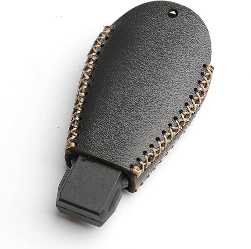 Miniatura 10 de Cuero para Dodge Ram Charger Durango Grand Caravan Journey Challenger Remoto 3 Botones Funda Funda Llavero Cadena Fob (Rojo)