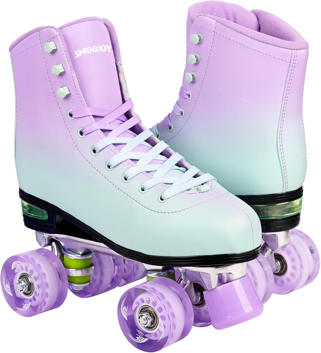 Quad Roller Skates for Women and Men - PU Deluxe Double Row-Classic Premium Leather Skates Indoor Outdoor Roller Derby with Air Cushion