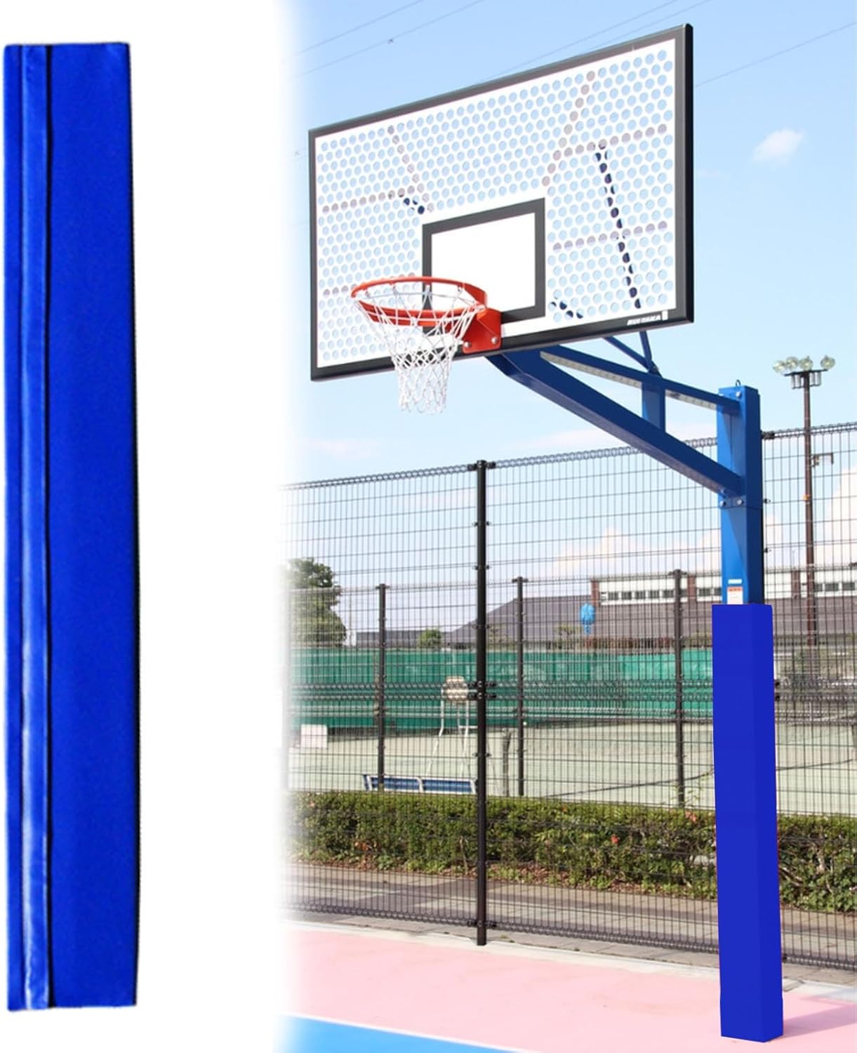 Durable Green Basketball Pole Padding Cushion - 8cm Nylon Fasteners, All-Weather Protector for Parks & Playgrounds, Waterproof Column Post Guard (10x10cm)