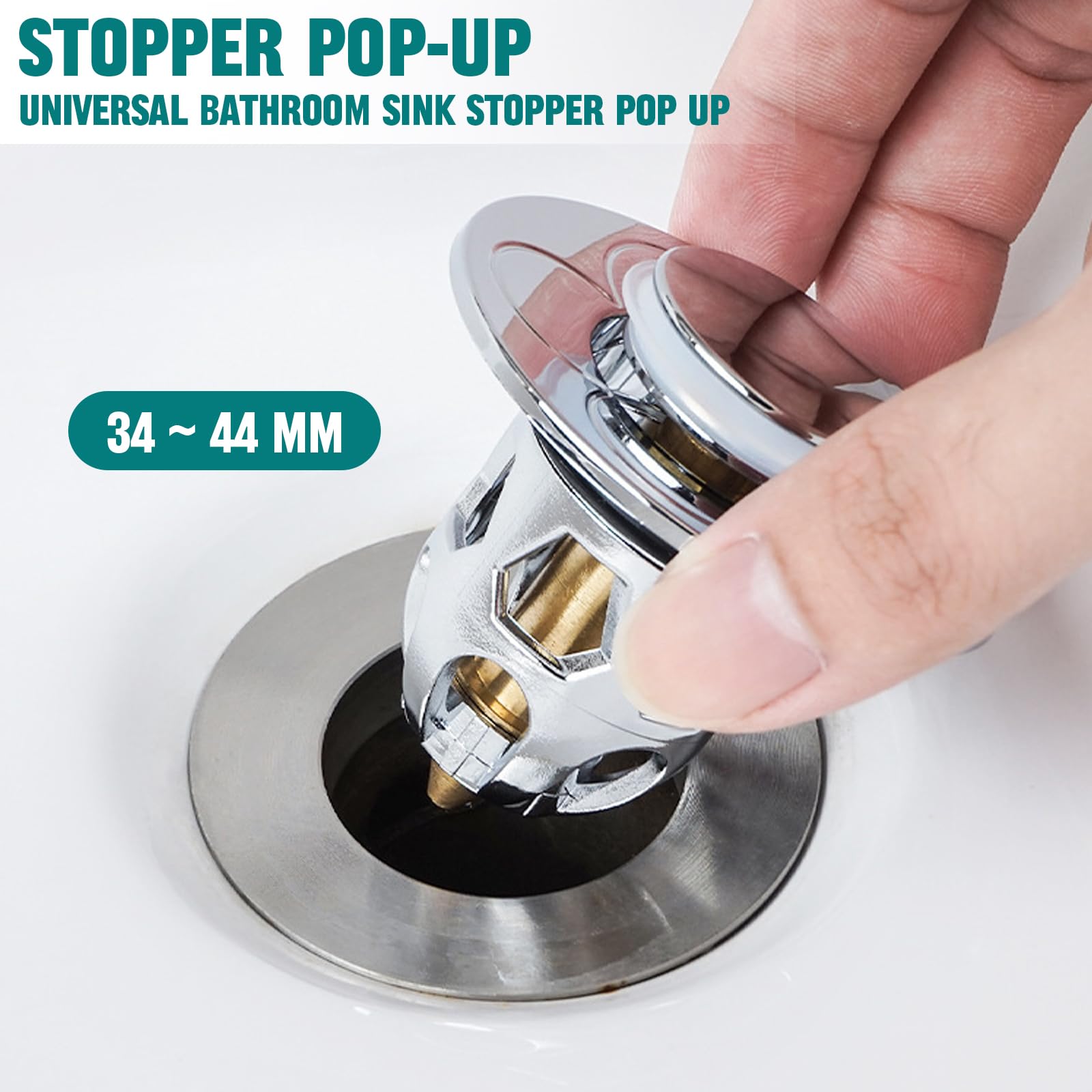 2 Bouchons D'évier Pop-up Universels - Cuivre, Diamètre 60 Mm - Pour Lavabo Cuisine Et Salle De Bain