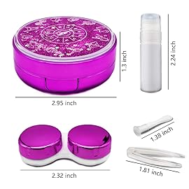 Vastsoon Contact Lens Case, Cute Travel Size Eye Colored Contacts Lenses Applicator Remover Tool Kit with Mirror Solution Bottle for Daily Outdoor (Purple)
