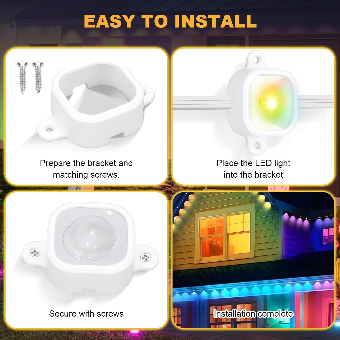 Mounting Brackets Compatible with Govee H706,125PCS Light Clips Compatible with Govee Pro H706 Replacement for Outdoor Lights Extension