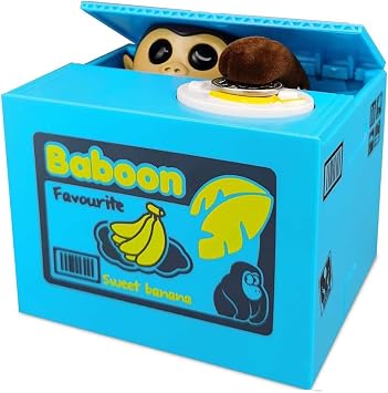 Barelove Kids Piggy Bank, ATM Coin Cash Money Counter Saving Can, Stealing Cute Mokey Electronic Smart Voice Prompt Piggy Bank Safe Locks, Great Gift fot Boys & Girls Monkey