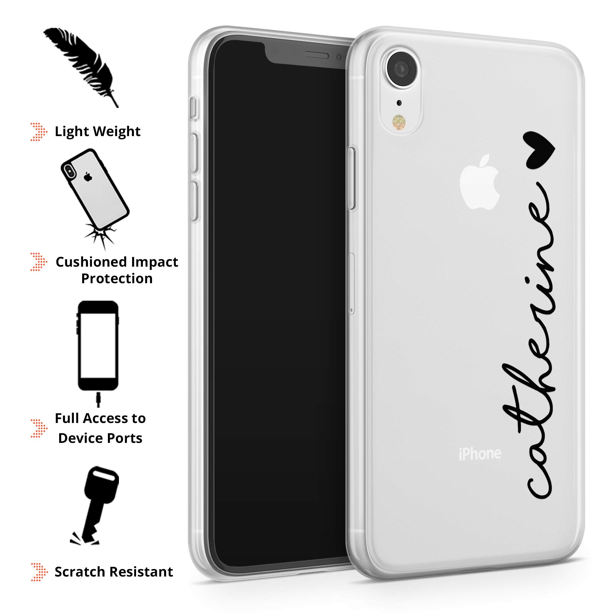 TULLUN Personalisierte IPhone 16 Handyhülle – Klares Soft-Gel Mit Name & Herz – Weiß, Schlank