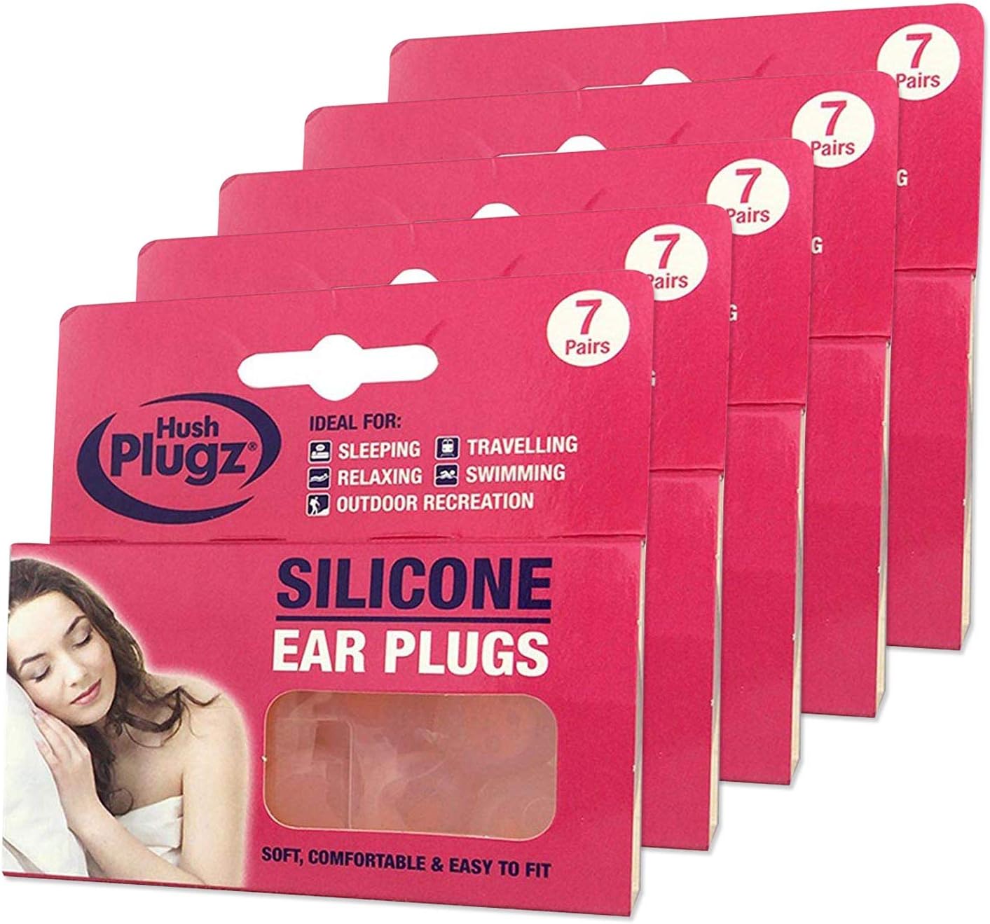 Hush 7 Pairs Plugz Silicone Earplugs Pack of 7 (5 Packs) Amazon.co