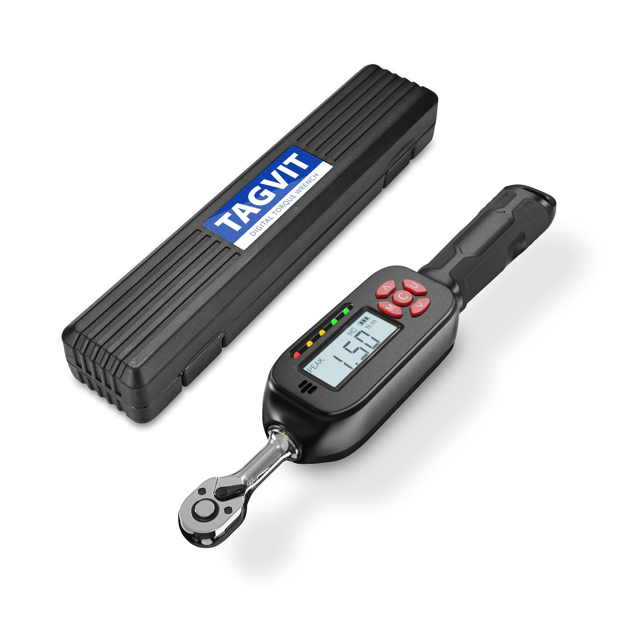 Chiave Dinamometrica Digitale 1/4'', 1.5-30Nm Chiave Dinamometrica Bici, Alta Precisione ± 2% con Memoria Preimpostata Buzzer E Indicatore LED per Bicicletta e Moto