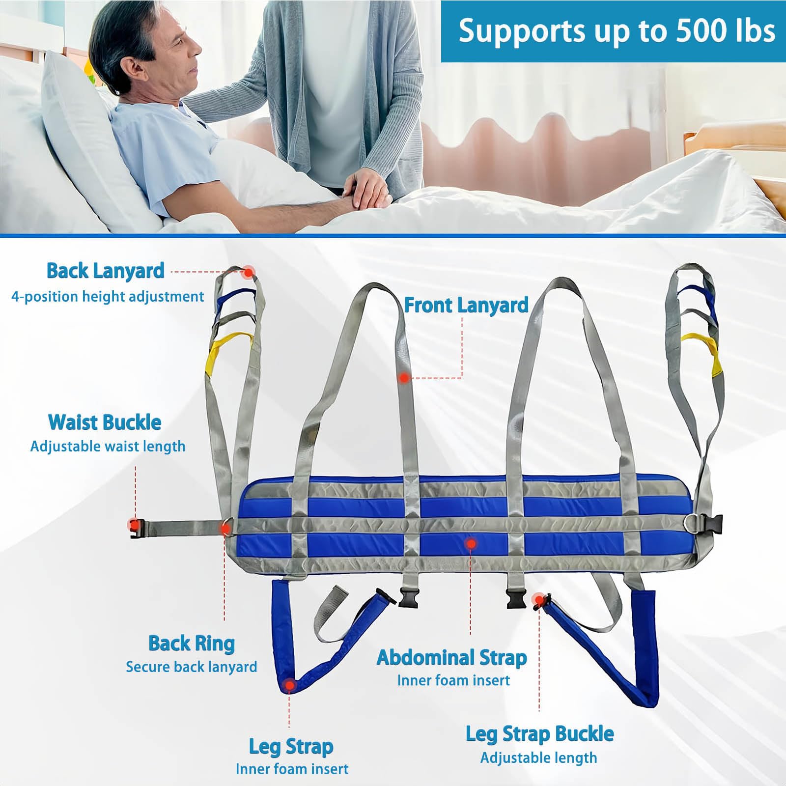 GrúA para Levantar Personas Mayores, ArnéS De Cuerpo Completo para ElevacióN De Pacientes, Hamaca De Transferencia para El BañO, Ayudas para Caminar Y Ponerse De Pie