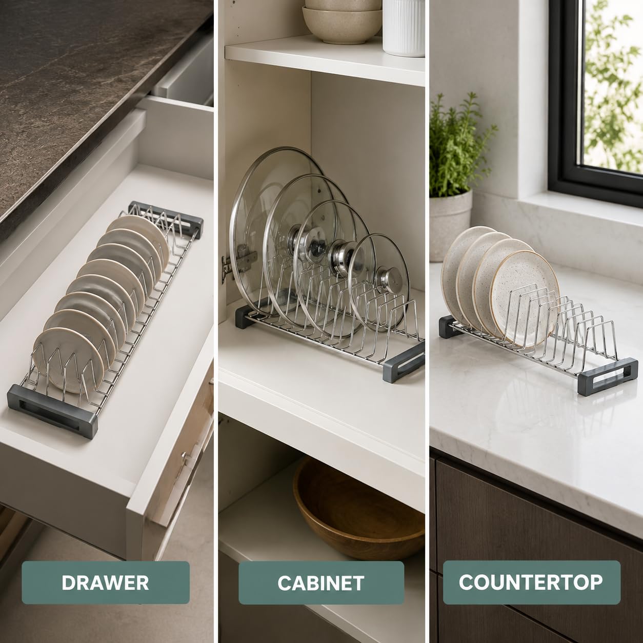 Topaz Stainless Steel Saucer Rack - Organize Your Kitchen -4