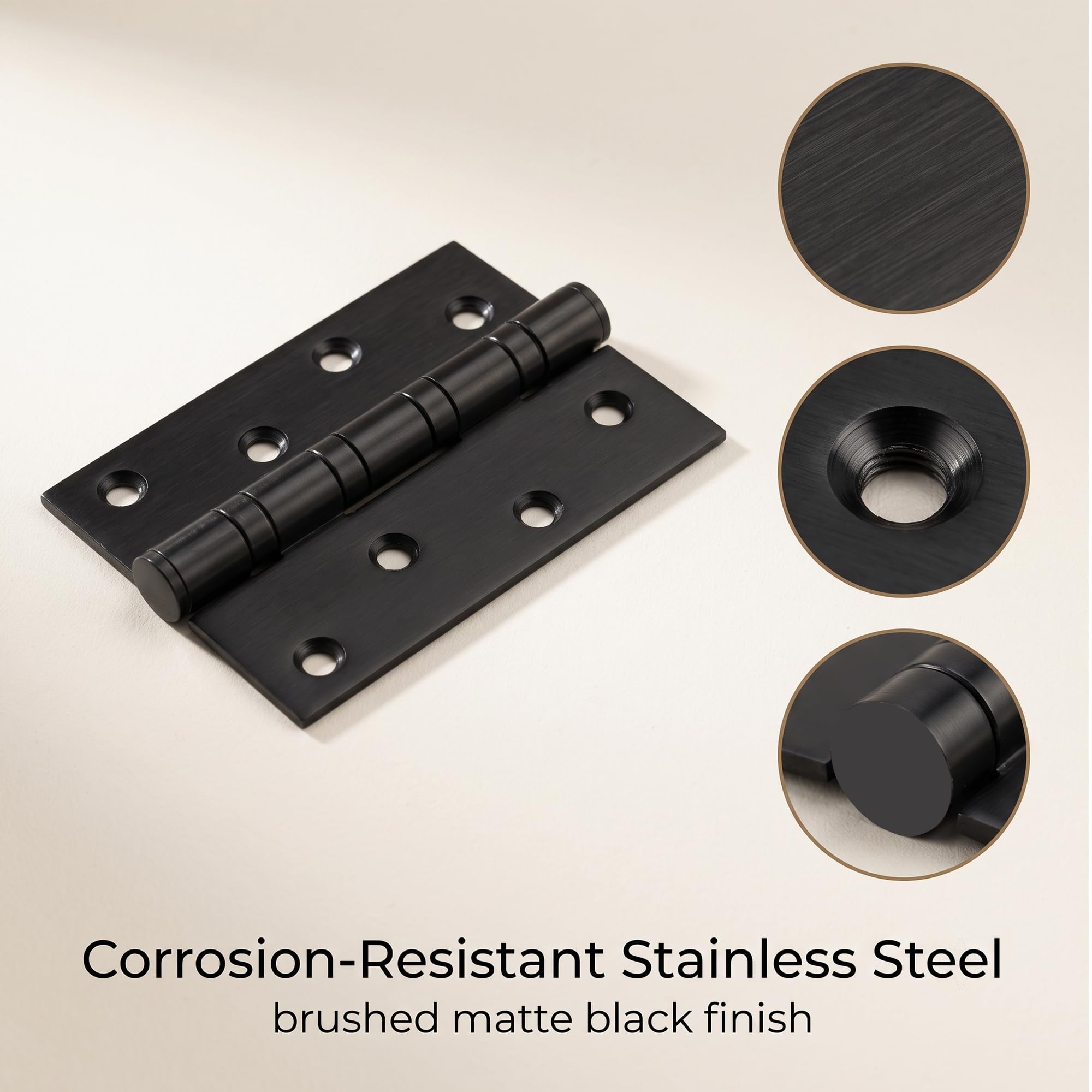 10 cerniere in acciaio inox da 100 x 75 x 3 mm, 10 x 7,6 cm, con cuscinetti a sfera, resistenti, con finitura spazzolata, per porte interne in legno