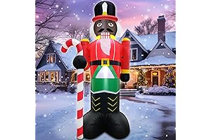 TURNMEON 6Ft Height Christmas Inflatable Black Nutcracker with Candy Cane