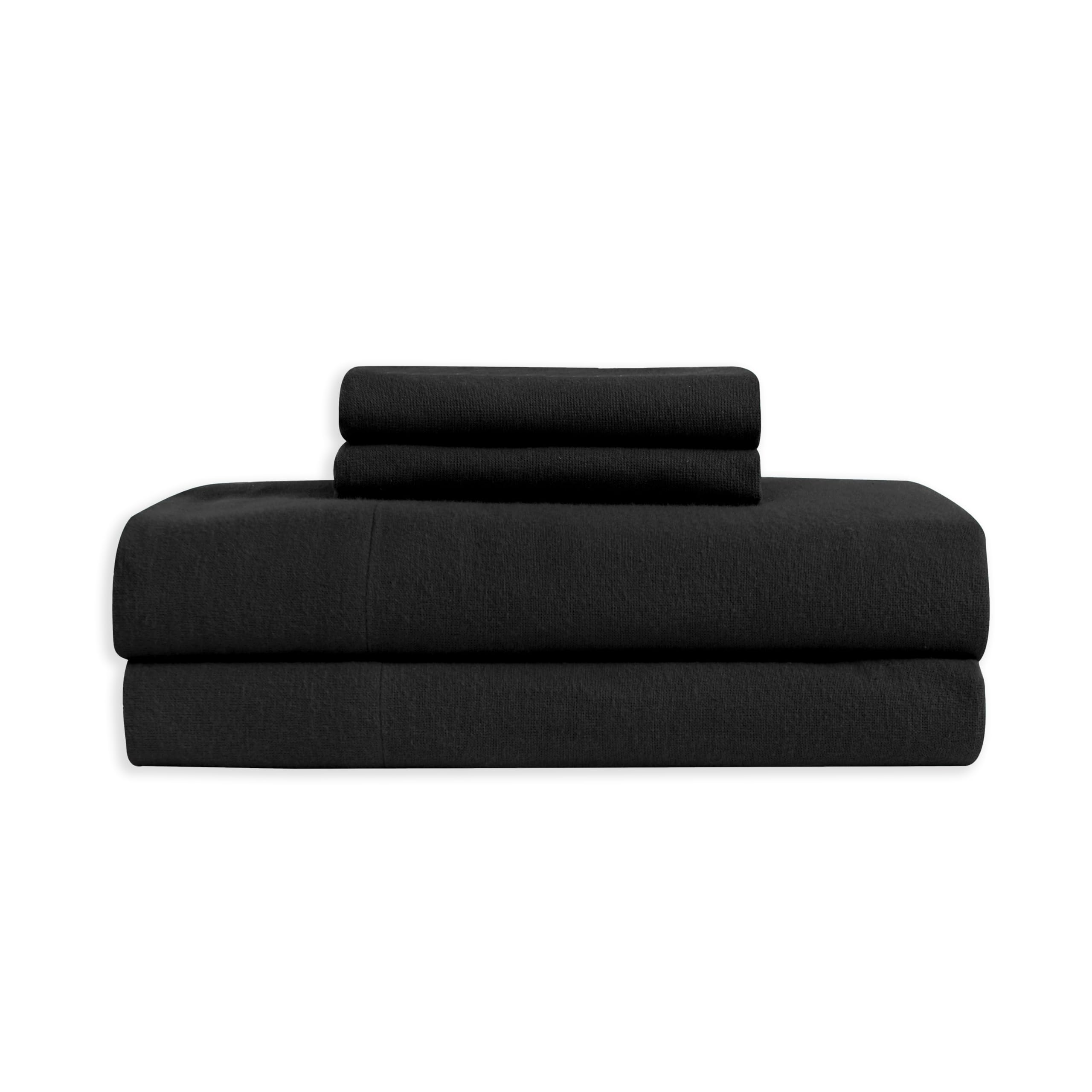 Elegant Comfort Juego de sábanas Suaves de Franela 100% algodón Turco, 4 Piezas, Ultra Suaves, acogedoras, cálidas y Antibolitas, tamaño matrimonial, Color Negro