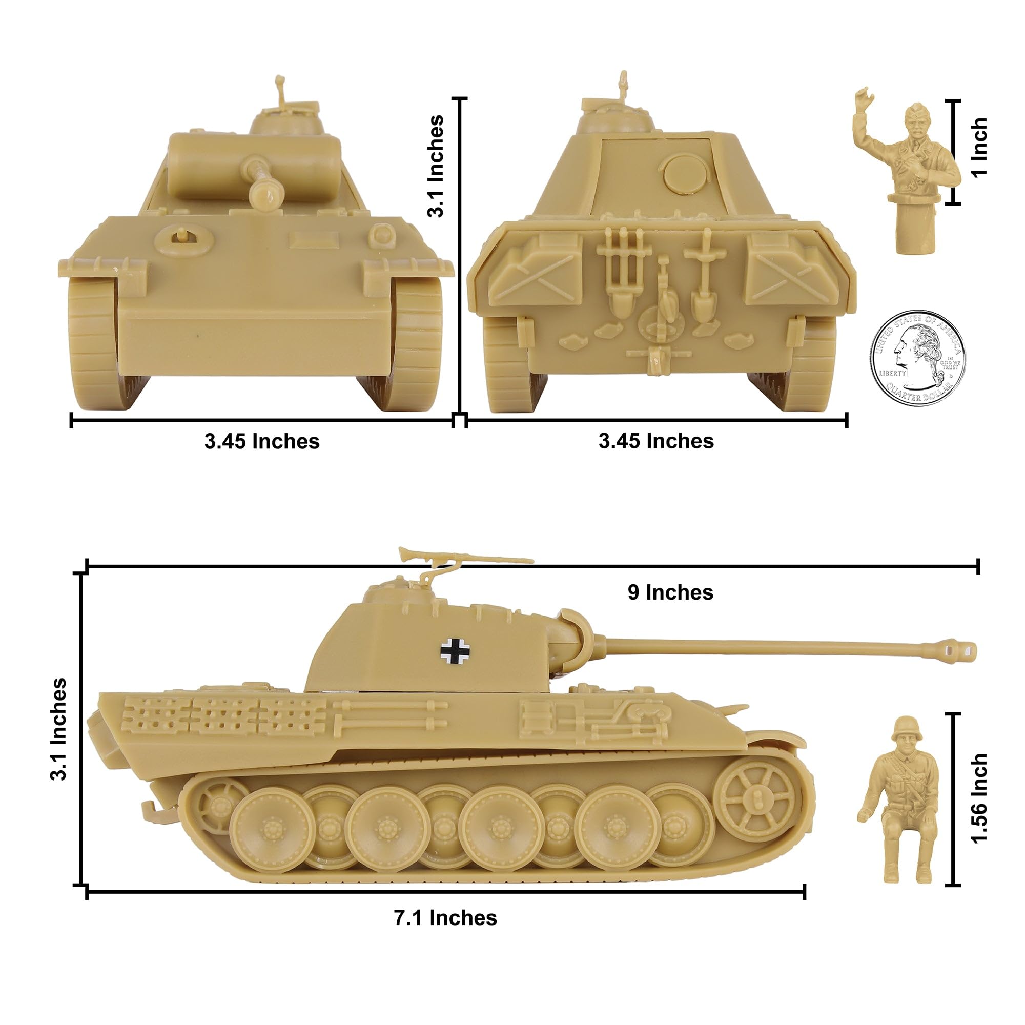 BMC CTS WW2 German Panther V Tanque - Tan 1:38 Ejército Plástico Hombres Vehículo Militar 2