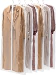 6 Pack 60Inch Garment Bags for Hanging Clothes Dress Bag | Gowns, Wedding Dress Garment Bag with Zipper for Evening Dresses,Fur Coat,Closet Storage (White)
