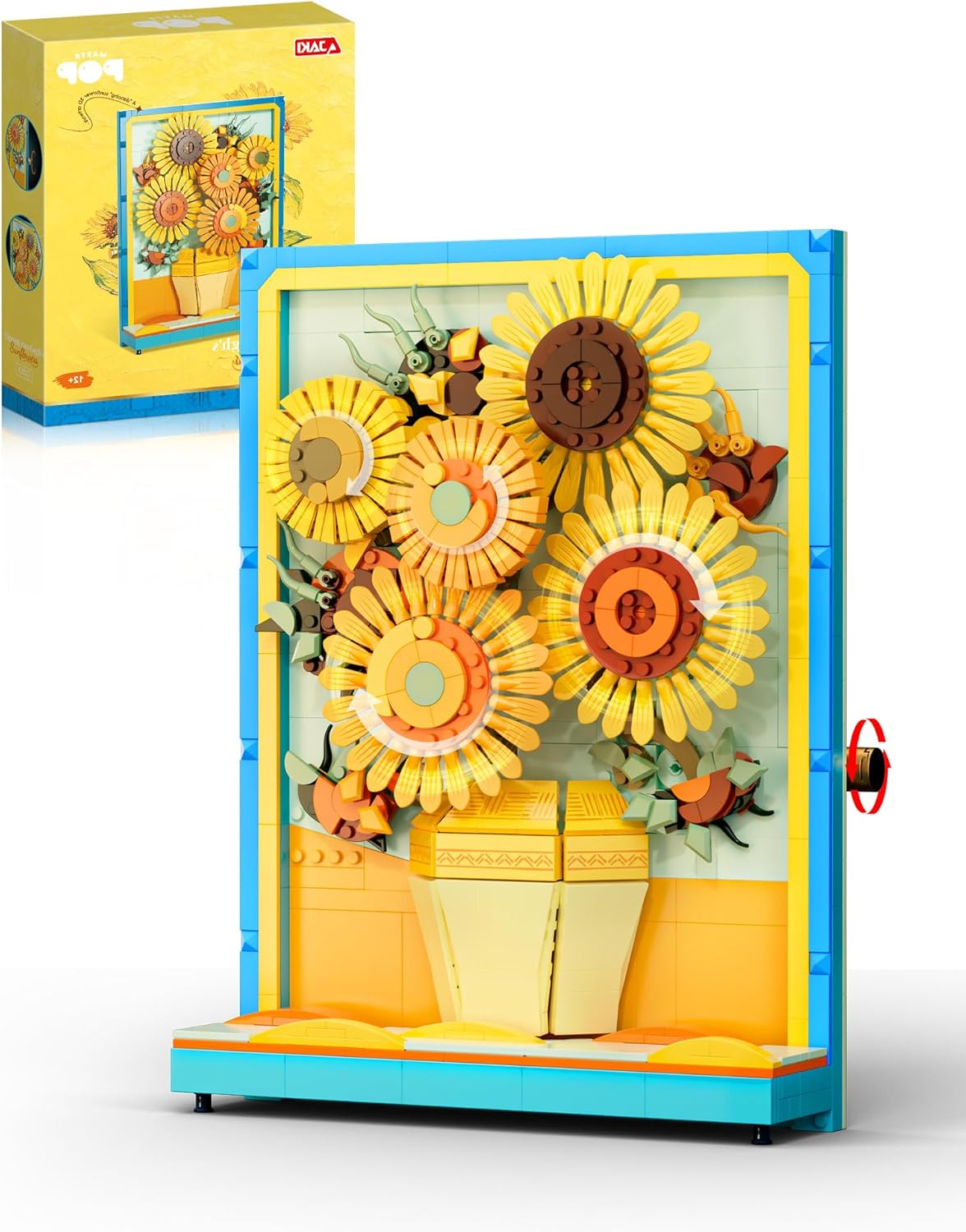 JAKI Art Van Gogh Sunflowers Building Set, 796 PCS Botanical Flower Creative 3D Buildable Art Tabletop Display Home Decor, Iconic Art-Inspired Design, Gift for Women Girls Age 12+