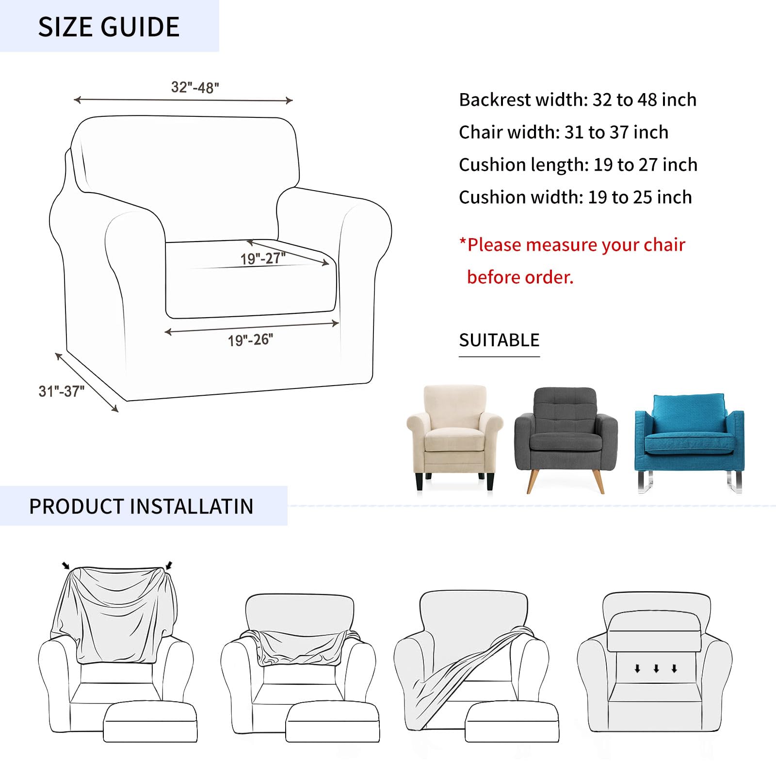 Housse De Fauteuil Extensible Arquiel - Lot De 2 - Fleur Abstraite - Lavable Et Antidérapante - Protection Décoration
