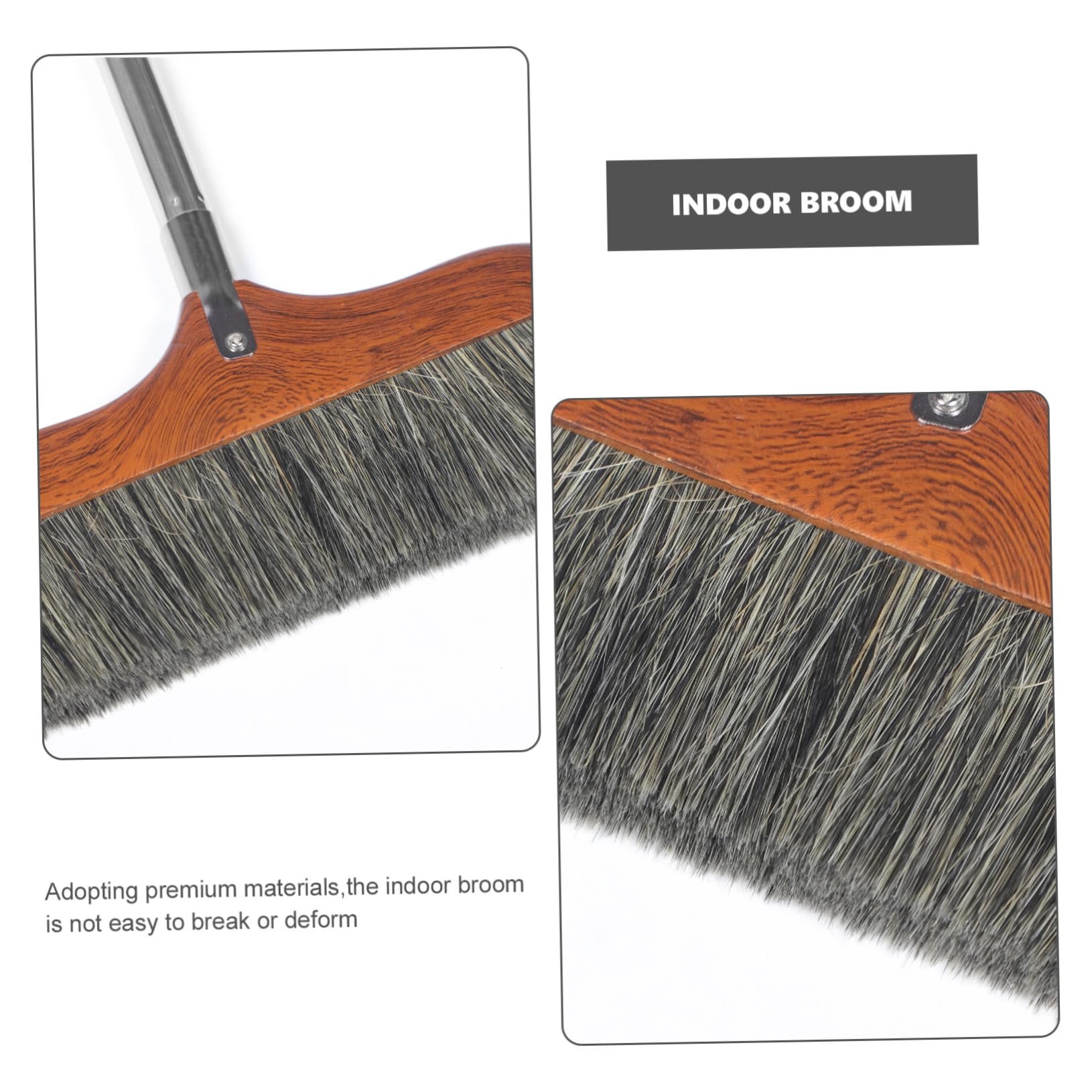 Healvian Scopone per Pavimenti Manico in Legno e Acciaio Inossidabile, Setole Morbide per Casa e Ufficio, Leggero e Resistente