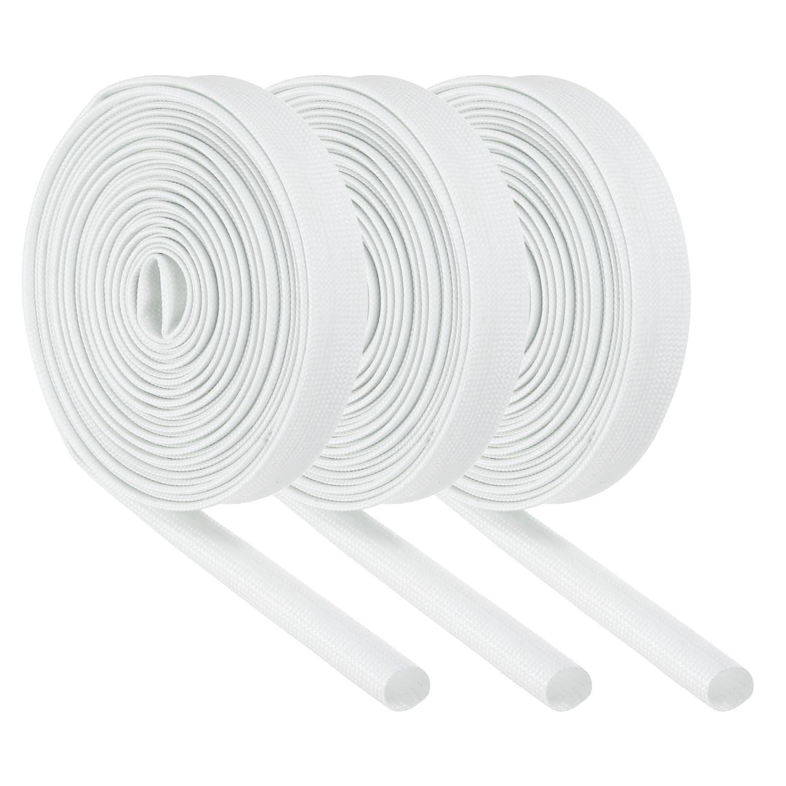sourcing map 3Pcs Wire Insulation Braid Fire Sleeve,16.4Ft-10mm ID White, High Temp Silicone Coated Fiberglass Sleeving for Automotive Hose Lines Electrical Wiring