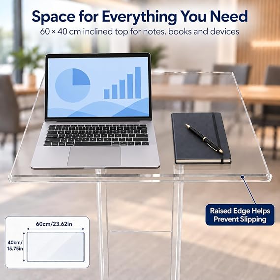 Clear Acrylic Podium Stand Lectern with Shelf Tall Acrylic Pulpit