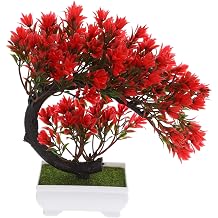 Faux Green Potted Artificial Bonsai Plant for Home Office Decor Indoor Desktop Accent 8.27X2.76X9.06 Inches Realistic Fake Decoration