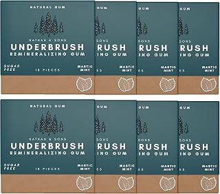 Underbrush Mastic Mint Remineralizing Gum, Sugar Free Xylitol, 8 Pack