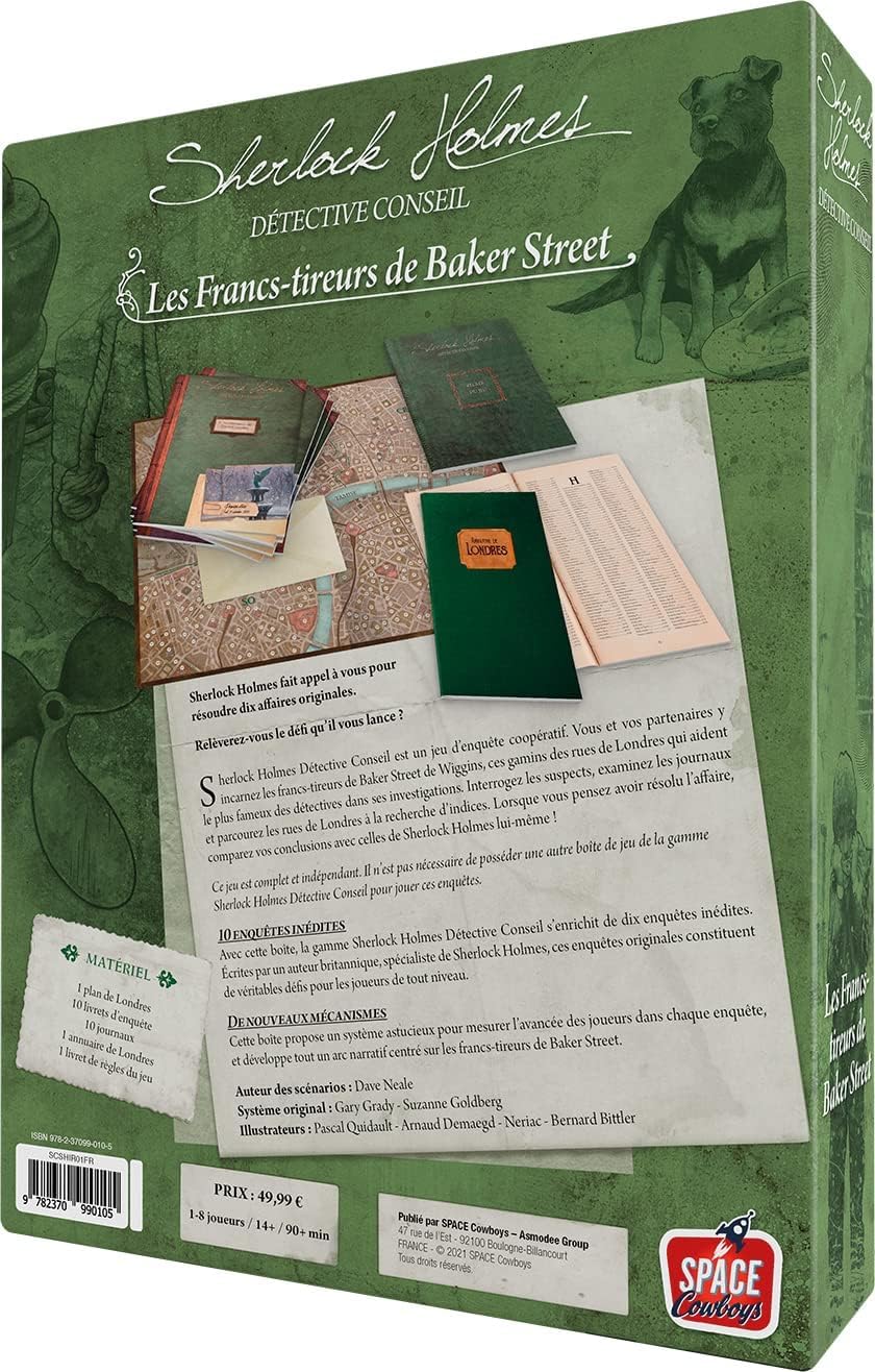 Asmodee | Sherlock Holmes Detective Consel : Francs-tireurs de Baker Street | Jeu de société | Jeu d'enquête coopératif | A partir de 14 ans | 1 à 8 joueurs | 90 min