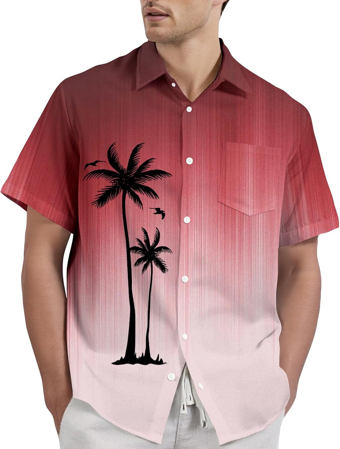 RTRDE Mens Button Down Summer Shirts Short Sleeve Gradient Color Casual Beach Vacation Wedding Shirts, S-2XL