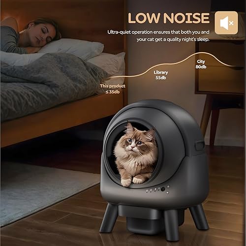 Miniatura 5 de Caja de arena autolimpiante, caja de arena automática para gatos para múltiples gatos, robot con control de aplicación, protección de seguridad dual