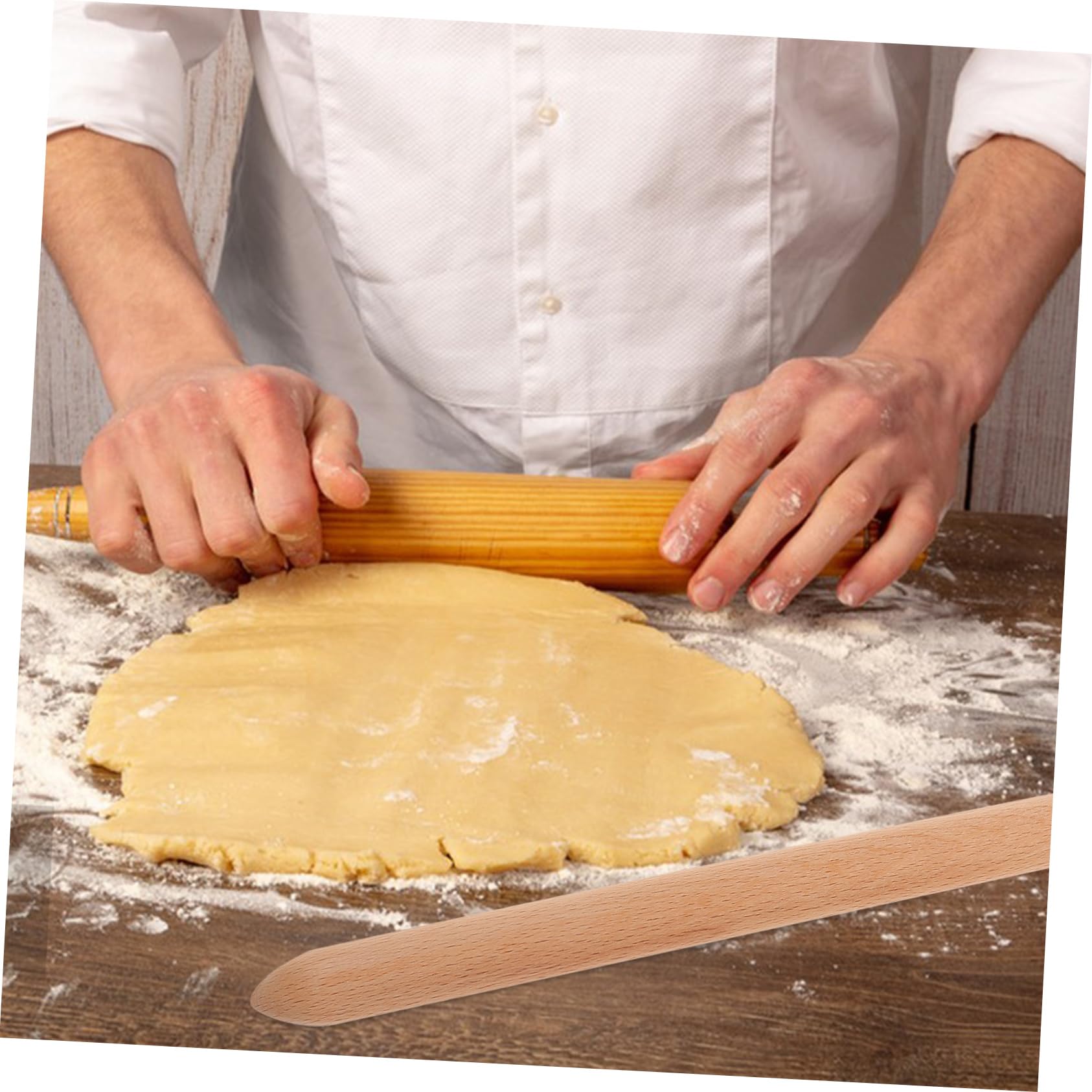 Bâtonnet Mélangeur Ustensile Sûr et Essentiel en Bois Beige 28cm pour Pâte à Pain Cuisine Fabrication du Pain Levain