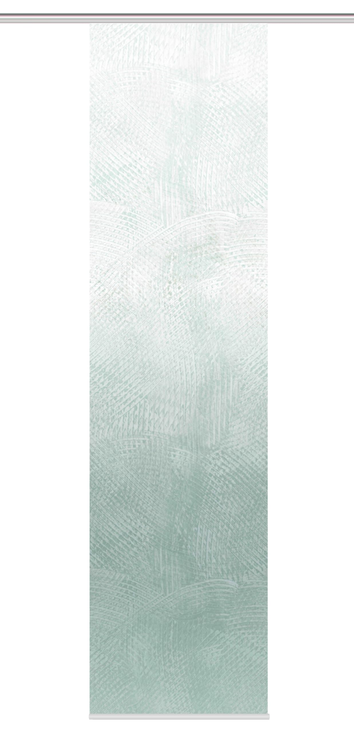 HOME WOHNIDEEN SIRALIA Sliding Curtain in Silk Look, Digital Print, 245 x 60 cm, with Accessories, Colour: Sage, Size: 245 x 60 cm, Quantity: 1