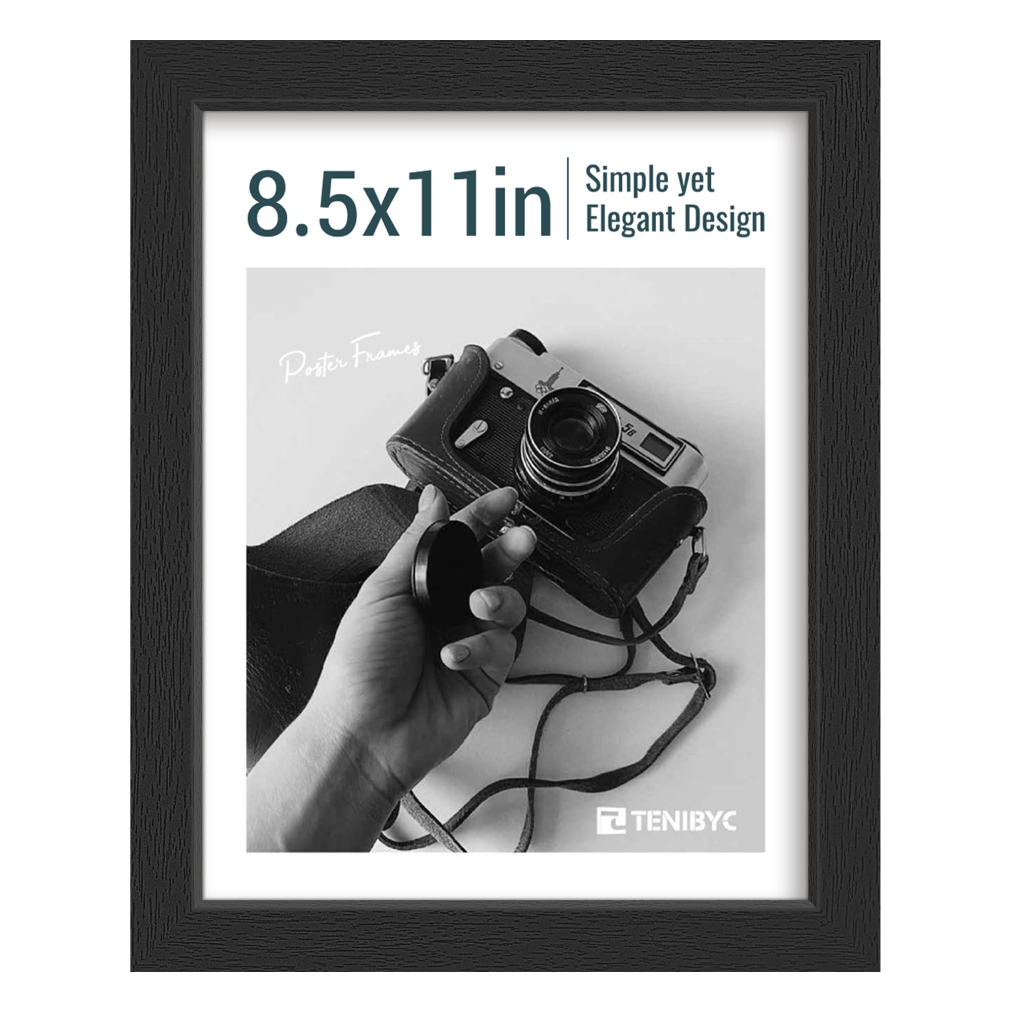 Cadre photo de 21,6 x 27,9 cm en bois noir de qualité galerie