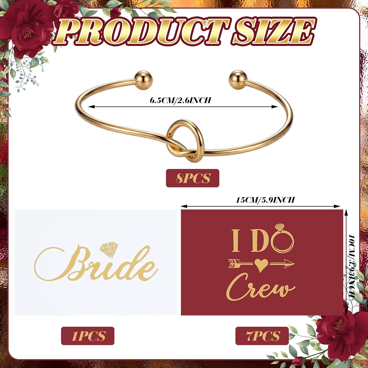Kenning Burgundy 16 Pcs Bridesmaid Proposal Gifts Set, Vintage