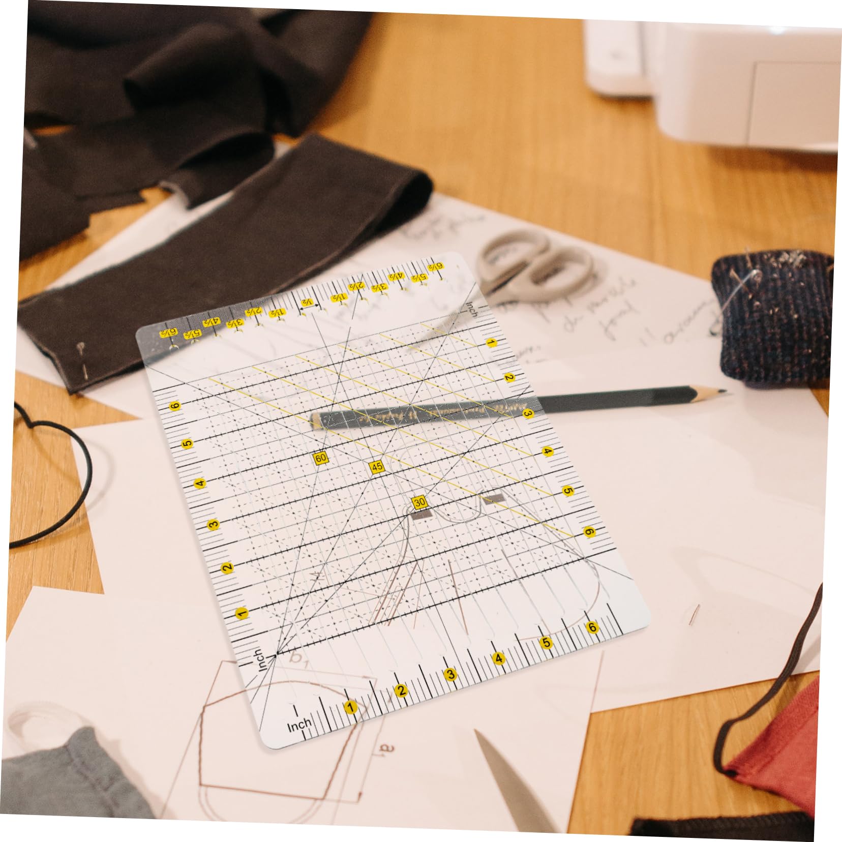Transparentes Quadratisches Quiltlineal aus Kunststoff
