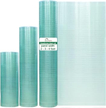 Polycarbonate Greenhouse Panels 3 x 32 ft, Clear Green Plastic Roof Replacement Sheet Roll Garden House Roofing Cover Covering for Outdoor Solarium Pergola Patio Gazebo Coop