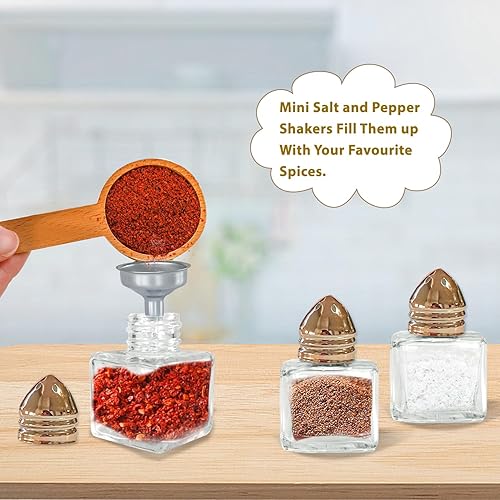 Miniatura 6 de 24 mini saleros y pimenteros con herramienta de embudo de 0.5 onzas, mini tarros de condimentos de vidrio para cocina, restaurante, viajes, hogar,