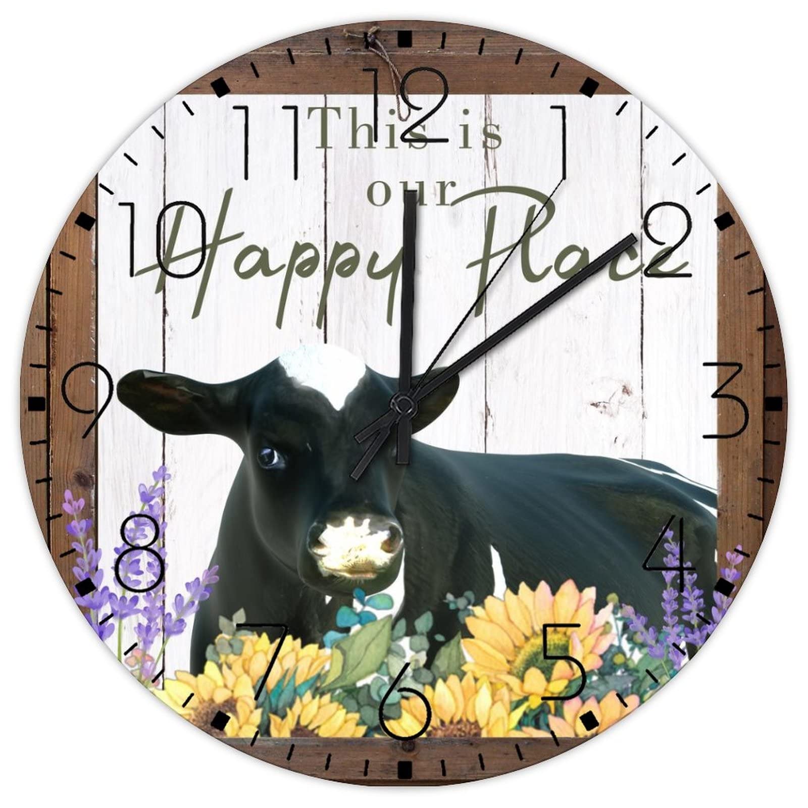 Horloges murales en bois 30cm This Is Our Happy Place au style vintage