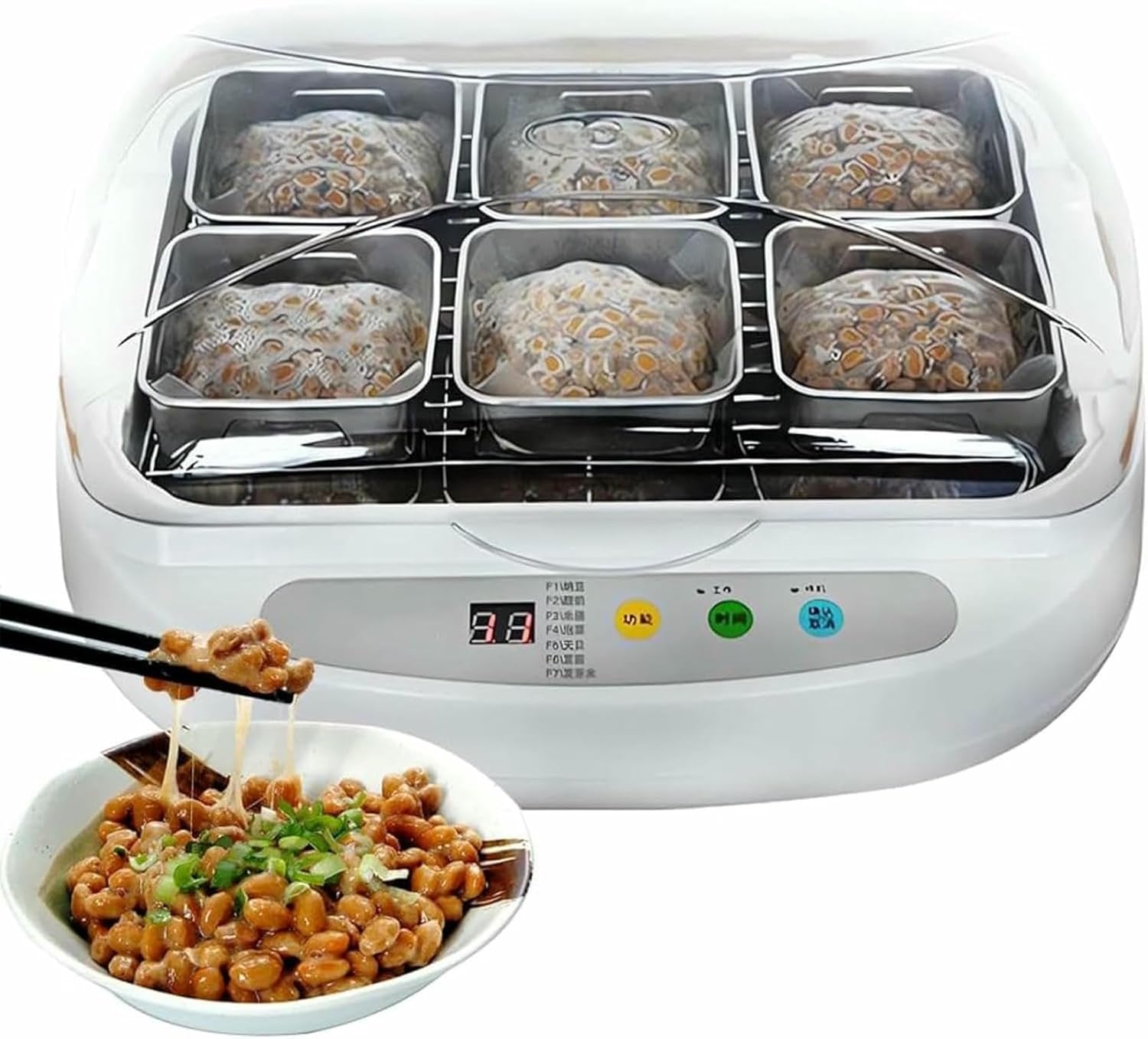 Electric Natto Maker, Home DIY Yoghourt Container Constant Temperature Yogurt Natto Fermentation Machine Rice Wine Maker, with Smart Panel Control, Adjustable Temperature~/