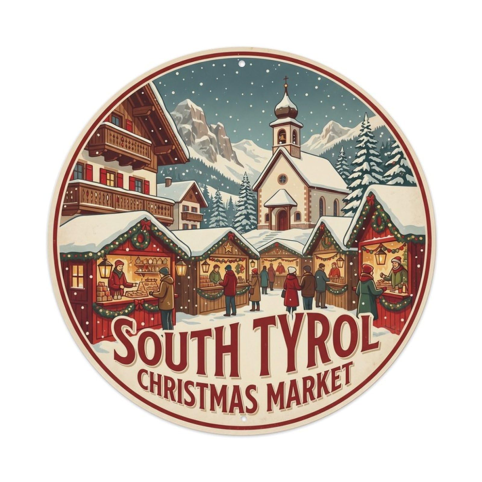 Olhnbad Style Christmas Market South Tyrol Cuisine Culture Travel Metal Tin Sign