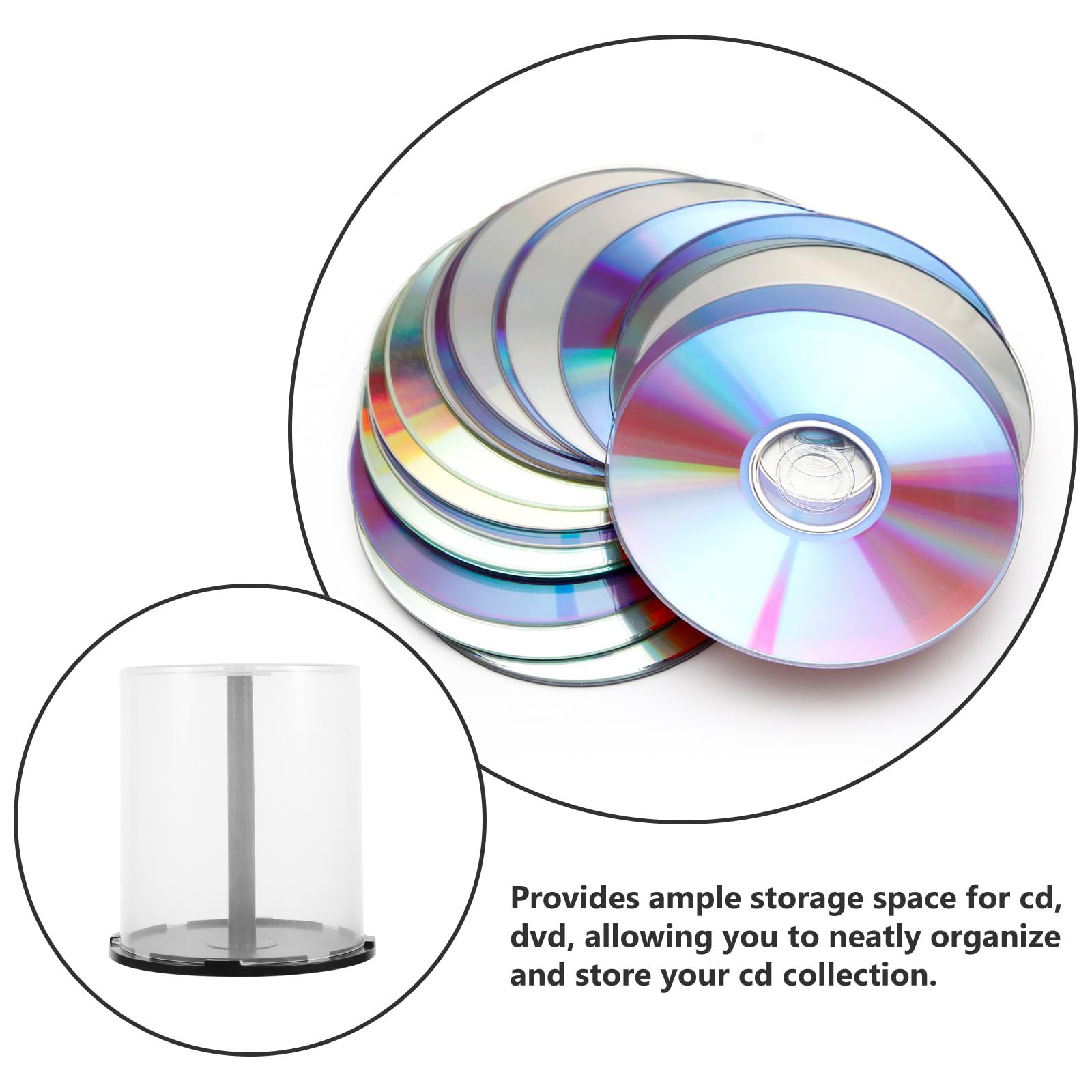 Contenitore per CD e Dvd Vuoti in Plastica Perno Centrale, Scatola da 100 Pezzi per Archiviazione in Ufficio e Sala Musica
