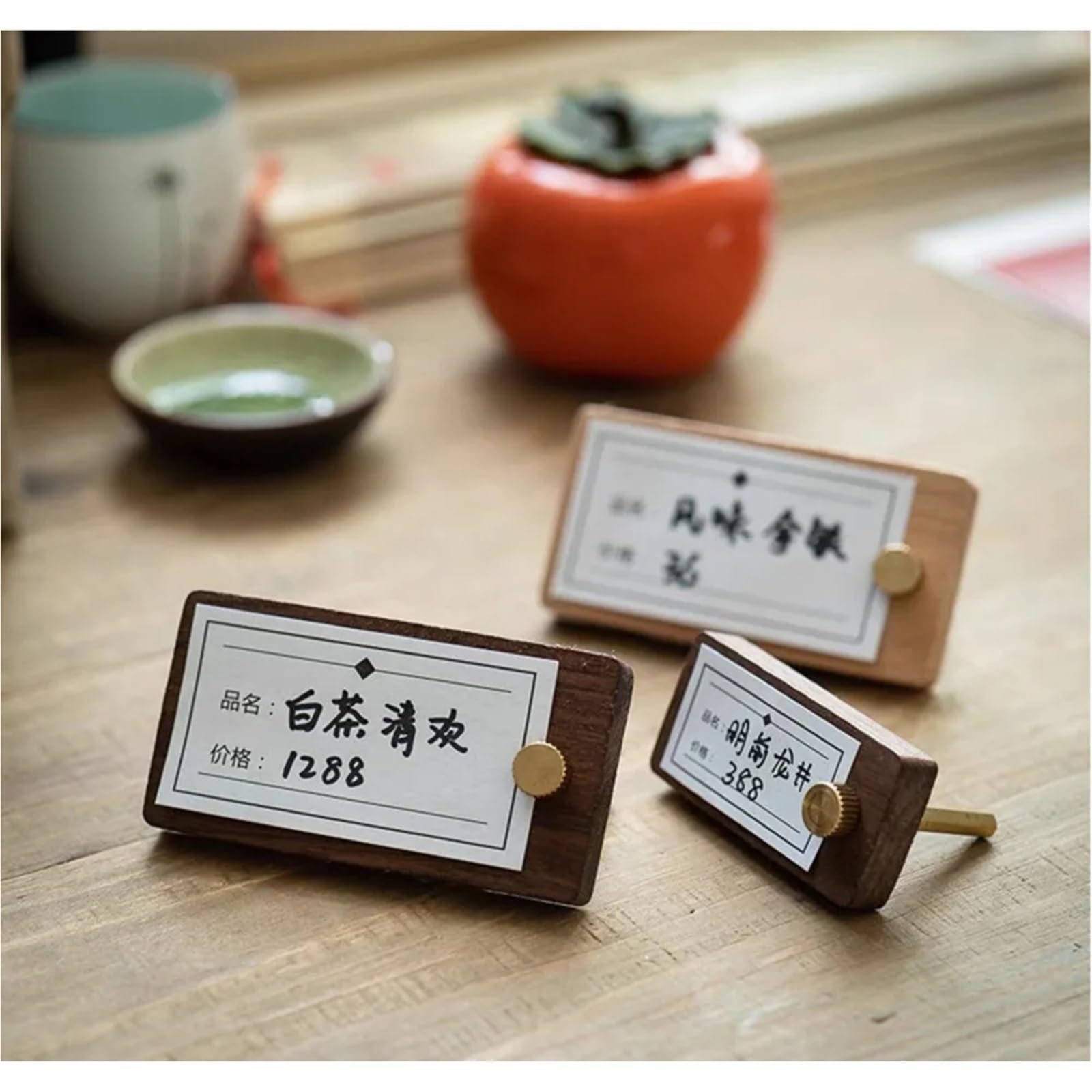Lot de 2 petites étiquettes de prix en bois pour bijoux et boulangerie - Hêtre 60 x 30 mm