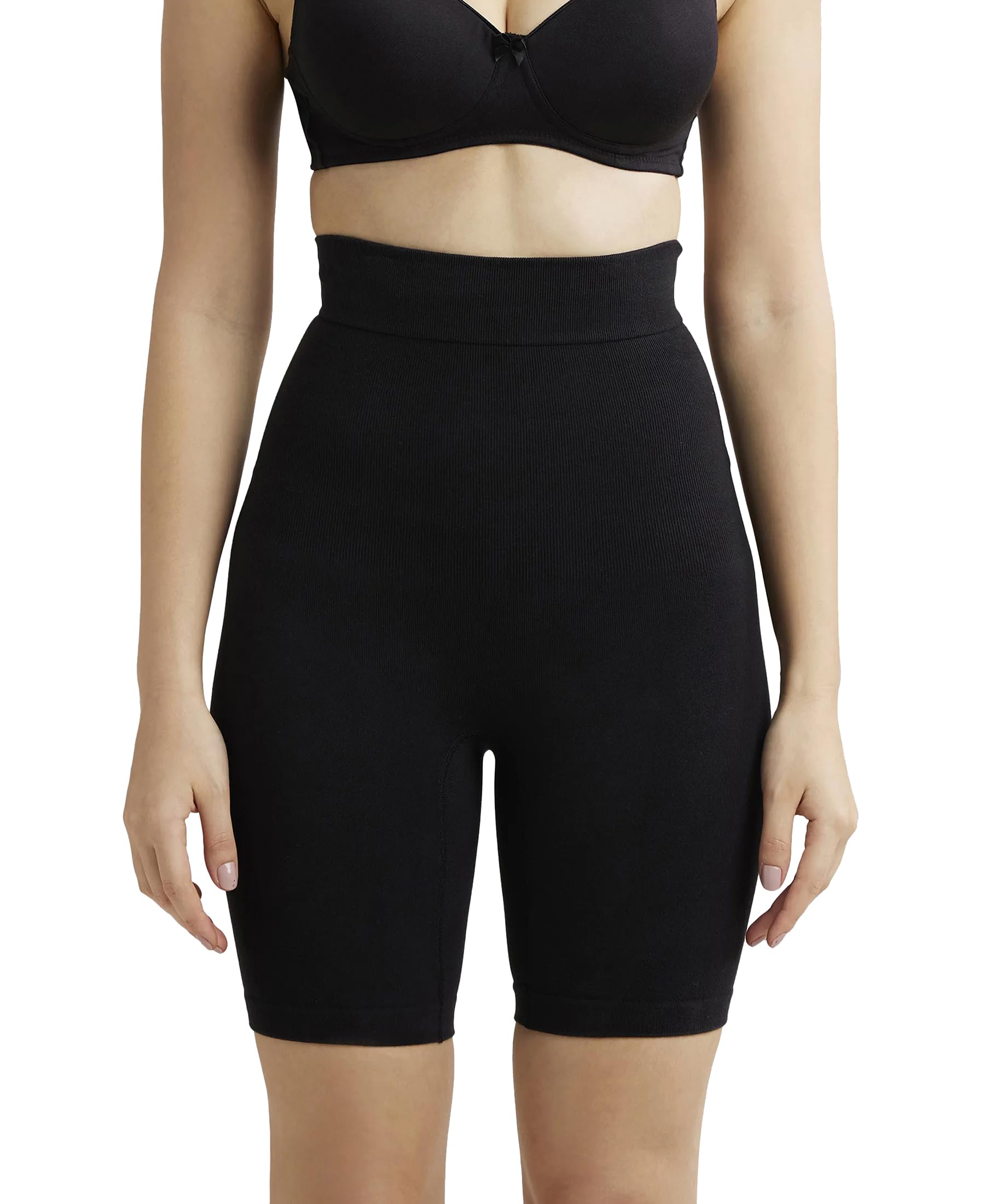 JockeySH08 Women's High Waist Cotton Rich Elastane Stretch Seamfree Shorts Shapewear with Breathable Inner Thigh Panel